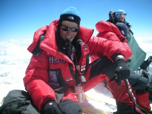 Omar Samra pauses for breath on the summit of mount Everest