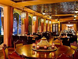 Oriental decor with Moroccan touches inside La Palmeraie restaurant
