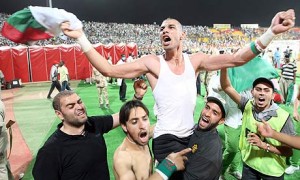 The Algerian football team celebrate their 1-0 win over Egypt in the 2010 World Cup qualifying play-off match in 2009. There has been a recent lull in commerce between the two nations as a result of tensions following the controversial tie (AFP Photo) 
