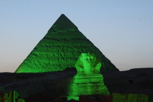 The Pyramids and Sphinx turned green for St. Patrick’s Day Courtesy of The Embassy of Ireland