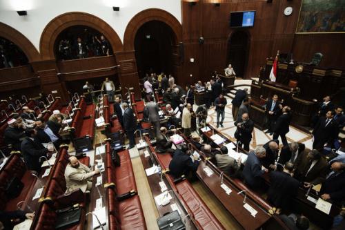 The case, filed in August, called for the dissolution of the assembly on grounds that President Mohamed Morsi signed the bill forming it into law a month after the parliament that drafted it was dissolved (AFP Photo)