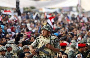People in three different governorates have adopted the idea of giving signatures to notaries to demand that the army runs the nation.  (AFP Photo)
