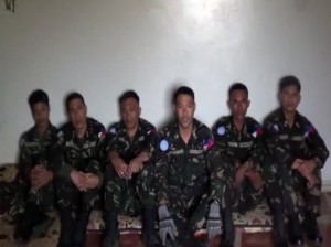 A YouTube video uploaded on March 7, 2013, allegedly shows six uniformed members of UNDOF at an undisclosed location (YouTube/AFP) 