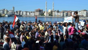 Nearly 2000 workers in Damietta protested rising prices affecting their livelihoods on Sunday (Photo Courtesy of 6 April Damietta) 