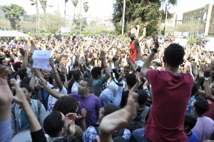 Ain Shams University students march demanding campus security last Sunday (Photo by: Ahmed Al-Malky) 