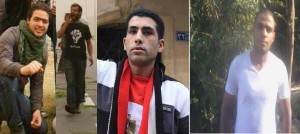 From left to right Mamdouh ‘Abu Adam’ Hassan, Zizou Abdu and Mohamed Mostafa the three 6 April members that were arrested alongside Sayed Mounir (right) (Photo from 6 April youth Movement) 