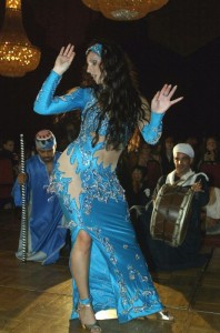 Dance star Ketty performs at the summer belly dance held near the pyramids in Giza in 2003 (AFP Photo / Amro Maraghi) 