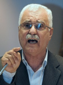  Syrian dissident George Sabra speaks during a press conference in Paris on May 11, 2012. Sabra has been named interim head of the key Syrian National Coalition grouping, after the resignation of Ahmed Moaz al-Khatib, an opposition group said on April 22, 2013. (AFP Photo)