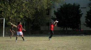 One of the Ultimate Frisbee team shows off his skills in being in the right place at the right time (Photo from Ultimate Frisbee Egypt)