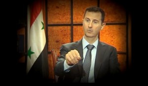 Syrian President Bashar al-Assad during an interview with Turkish journalists in Damascus on April 2, 2013, (SYRIAN PRESIDENCY MEDIA OFFICE/AFP) 