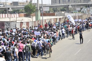 Ain Shams University students march demanding campus security on April, 14 2013 (Photo by: Ahmed Al-Malky) 