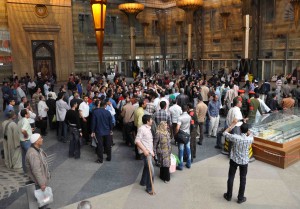 Cairo’s main railway station was packed with angry passengers and devoid of train drivers on Sunday morning amid a strike announced by drivers. (Photo by: Mohamed Omar)