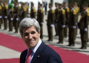 US Secretary of State John Kerry, in the West Bank city of Ramallah on March 21, 2013 (AFP/File, Saul Loeb) 