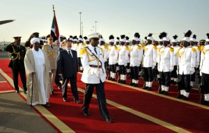 President Morsi on a historic visit to Sudan (Handout photo from the Egyptian Presidency)