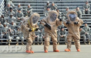Soldiers of the US Army's 23rd Chemical Battalion demonstrate equipment in South Korea (AFP/ Jung Yeon-Je)