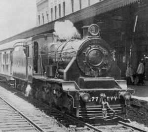 One of the Egyptian steam-motor locomotives (No 277) at Cairo Main station