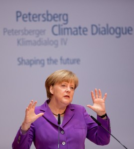 German Chancellor Angela Merkel delivers a speech at the fourth Petersberg Climate Dialogue in Berlin on May 6, 2013. (AFP Photo)