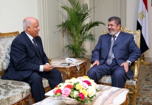 Minister of Justice Ahmed Suleiman and President Mohamed Morsi meeting last week  (File Photo) (Photo Presidency Handout)