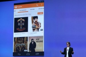 Chris Yerga, Google engineering director for Android, announces the new Google Play Music All Access on May 15, 2013 (Getty Images/AFP, Justin Sullivan) 