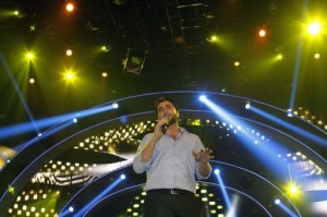 Abdel Karim Hamdan performs on stage during the Arab Idol 2013 TV show on April 20, 2013 in Zouk Mikael, Lebanon (AFP/File, Anwar Amro) 