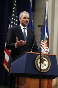 US Attorney General Eric Holder is pictured at a conference at the Justice Department in Washington, DC on May 1, 2013 (Getty Images/AFP/File, Alex Wong)